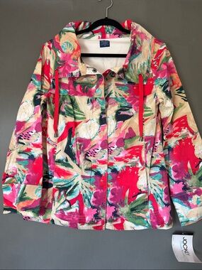 Floral Jacket M NWT Jockey Person to Person jacket colorful zip front jacket